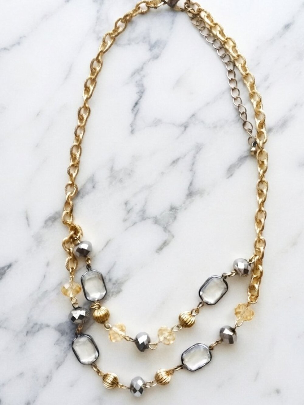 Vintage Double Chain Necklace • Chunky Style • Y2K